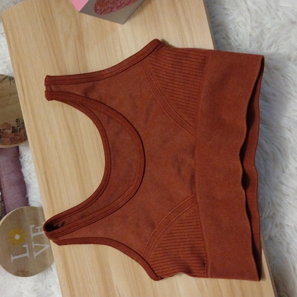 Morera Rust Ribbed Seamless Sports Bra Small - Picture 3 of 4